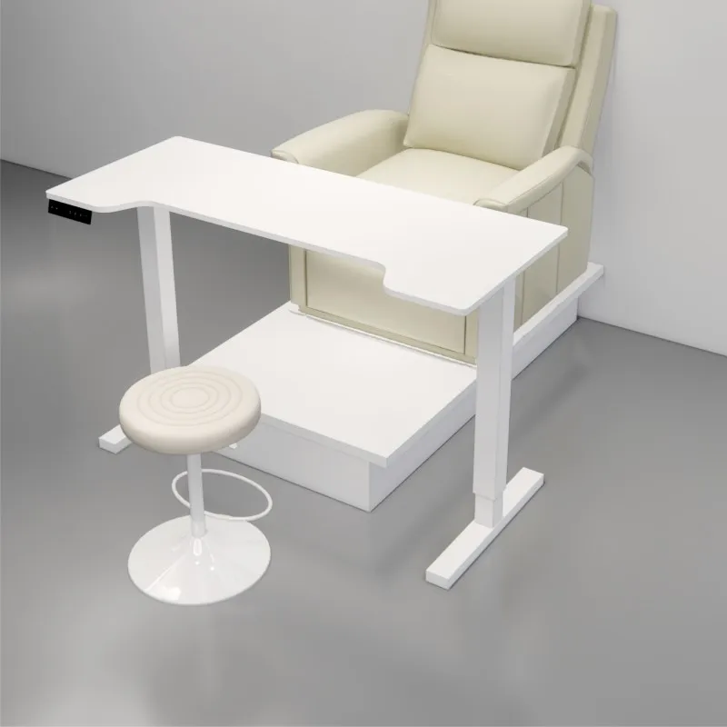 Modern Minimalist Electric Adjustable Nail Table Pedicure Station Popular Foot Care Desk Chair Set for Living Room