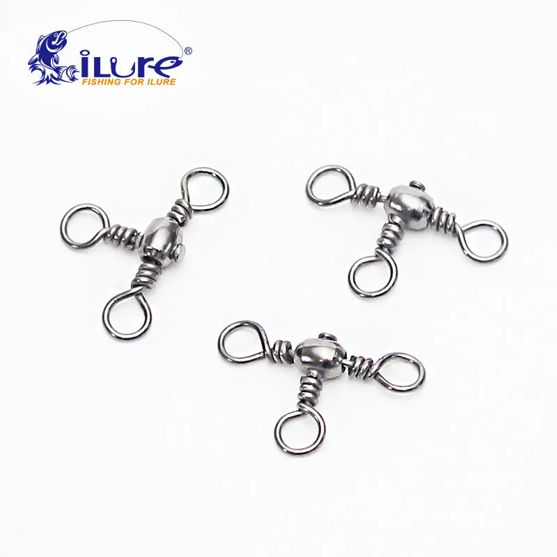 ILure 20 Pcs/Lot Fishing Rolling Stainless Steel Barrel Triple Swivels Connector Solid Ring Pesca Fishing Tackle Accessories