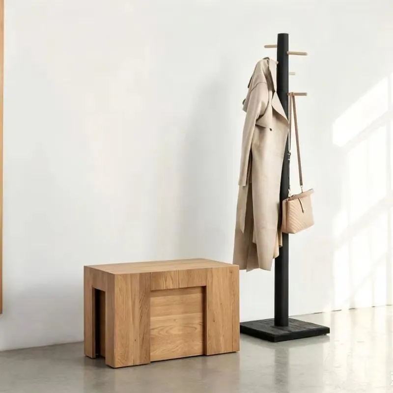 Solid Wood Modern Retractable Bench Multi Functional Removable End Stool Creative Low Dining Seat for Household Multi Person