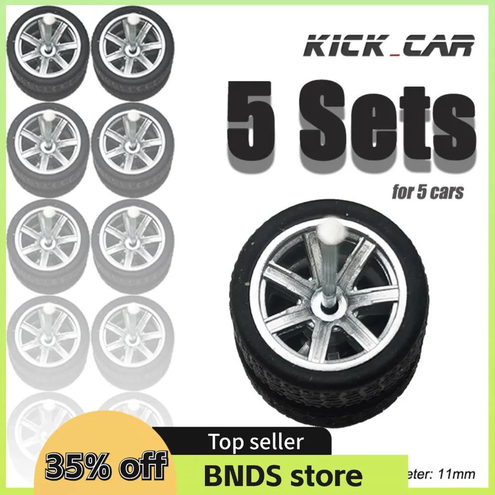 1/64 Wheels with Rubber Tires for 1:64 Toy Car Model Diecast Cars Miniature Parts Modified for Hotwheels (5 sets for 5 Cars)