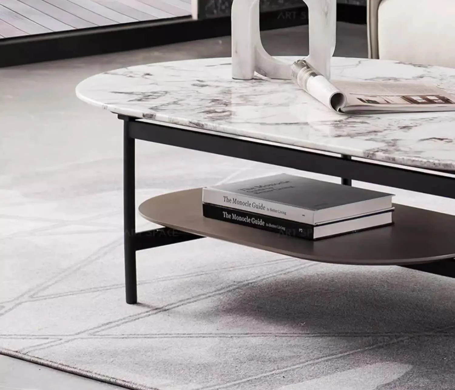 

Italian Minimalist Marble Coffee Table Living Room High-Grade Nordic Light Luxury Designer Model Coffee Table