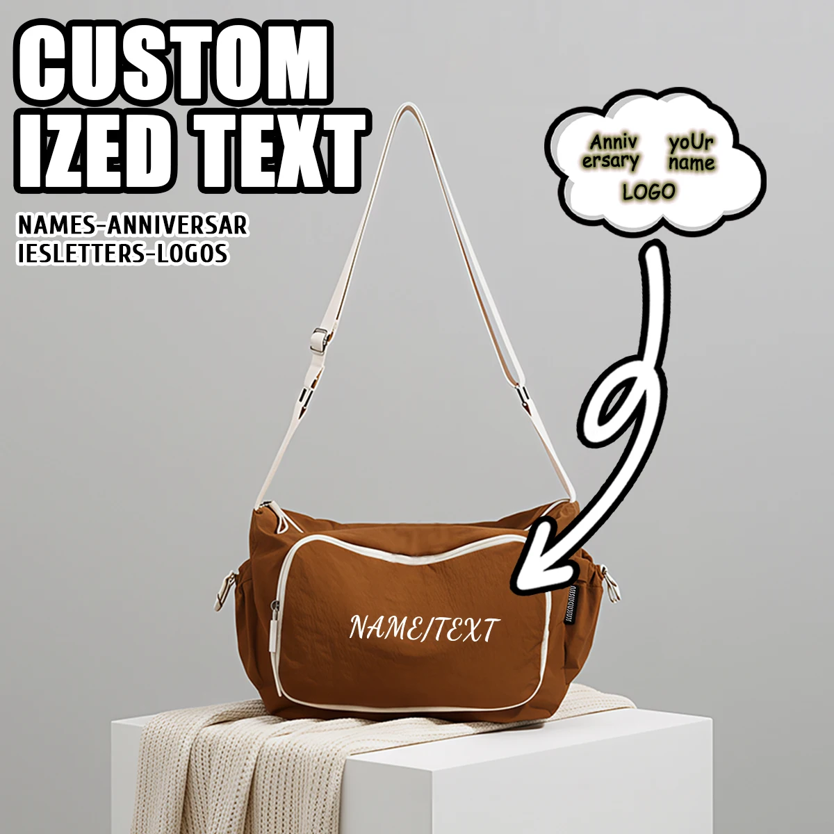 

Customized Logo Crossbody Bag for Women, Water Bottle Bag, Sports Shoulder Bag, Stylish Commuter Bag, Gym Bag, Personalized DIY