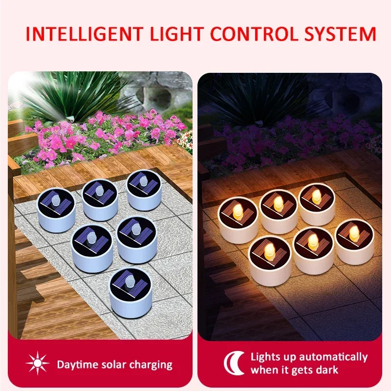 Mini vela lâmpadas solares led decoração de acampamento luz noturna festa ao ar livre iluminação do jardim à prova dwaterproof água luz solar lampara solar