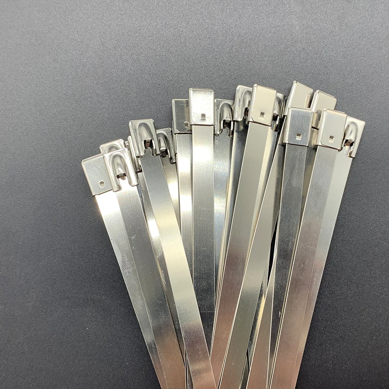 50PCS 4.6mm 304 Stainless Steel Zip ties 63 inch ties self locking steel cable ties strong ties Multi-Purpose Metal Exhaust