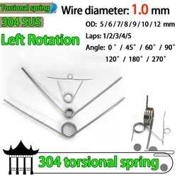 Left Rotation Spring Wire Diameter 1.0mm Left Torsion Spring Return and Reset V-shaped Spring Laps1/2/3/4/5lap 304SUS 10PCS