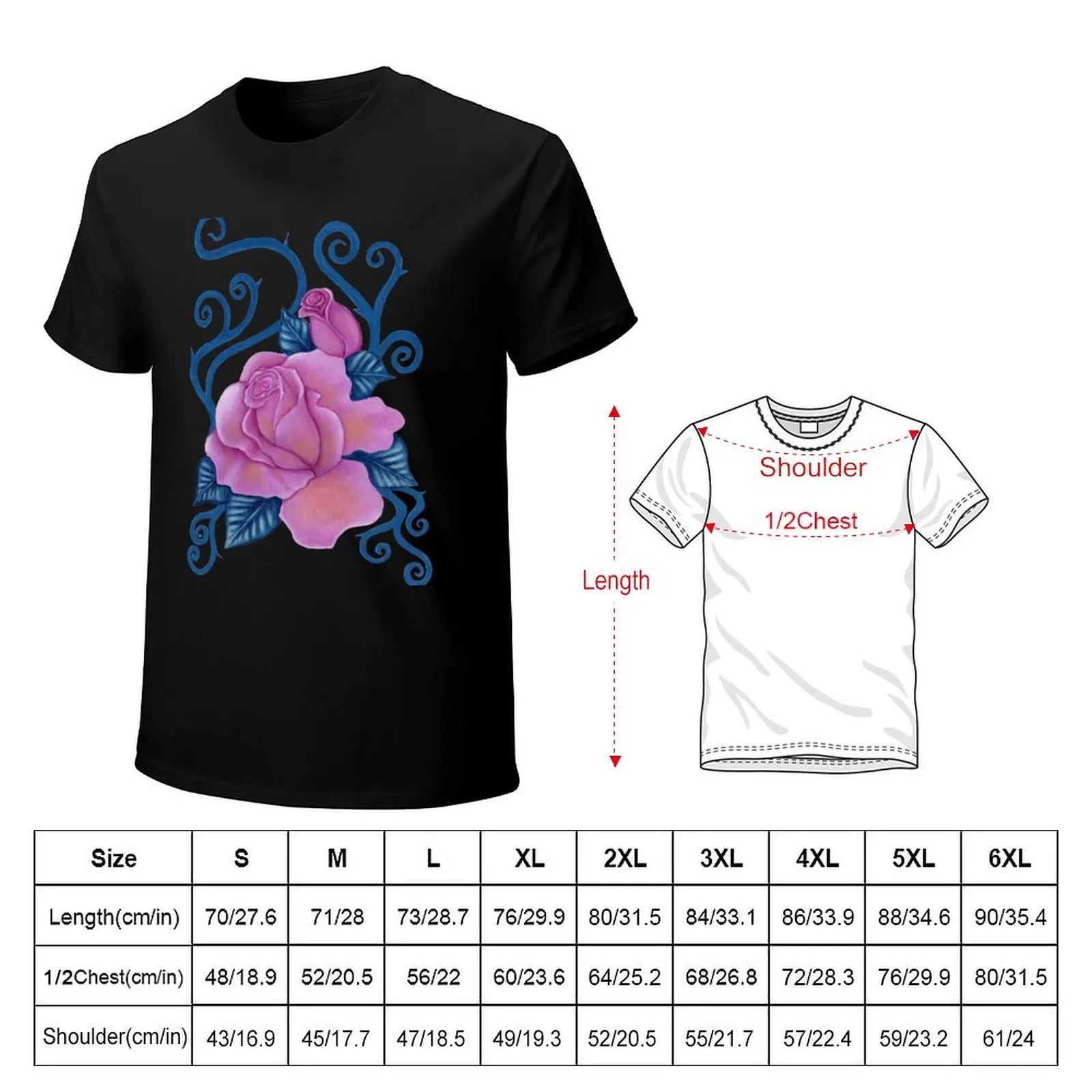 Pink Rose T-Shirt blue archive animal prinfor boys kawaii clothes new edition mens cotton t shirts