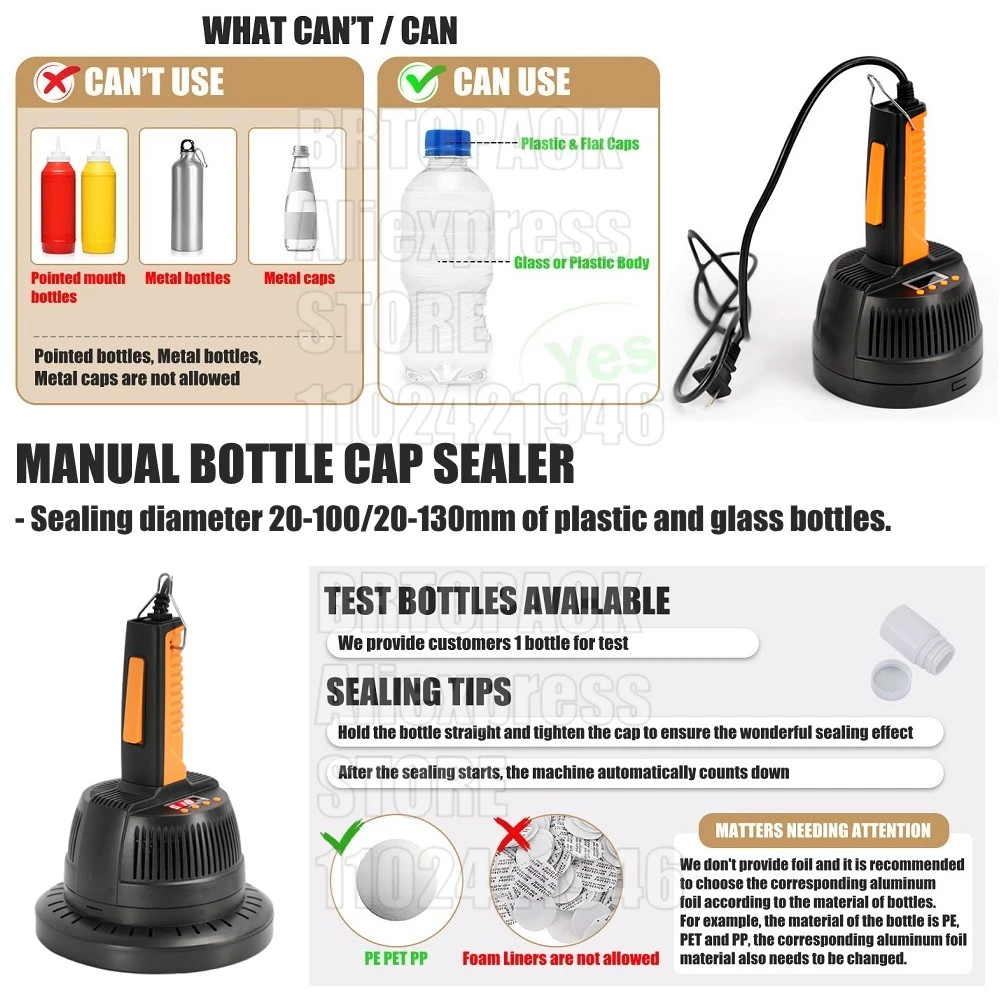 800B Aluminum Foil Induction Jar Can Sealer Electromagnetic Glass Bottle Sealing Machine Cap Sealer Packing Machine For 20-130mm
