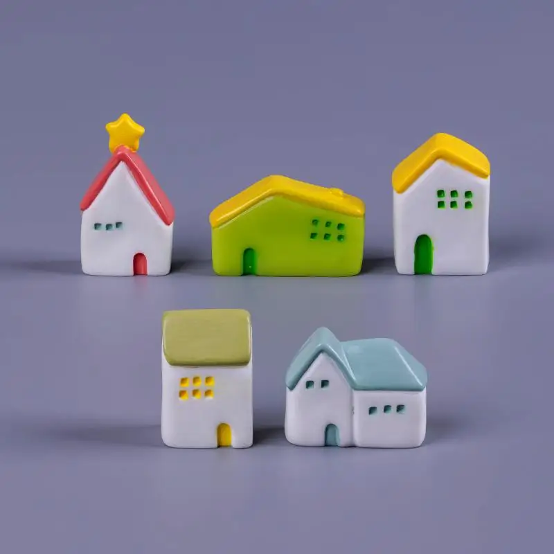 4/5/8Pcs Resin Miniature Cottage Set Durable Non-Toxic Small House Models for Kids Dollhouse Decoration Gift