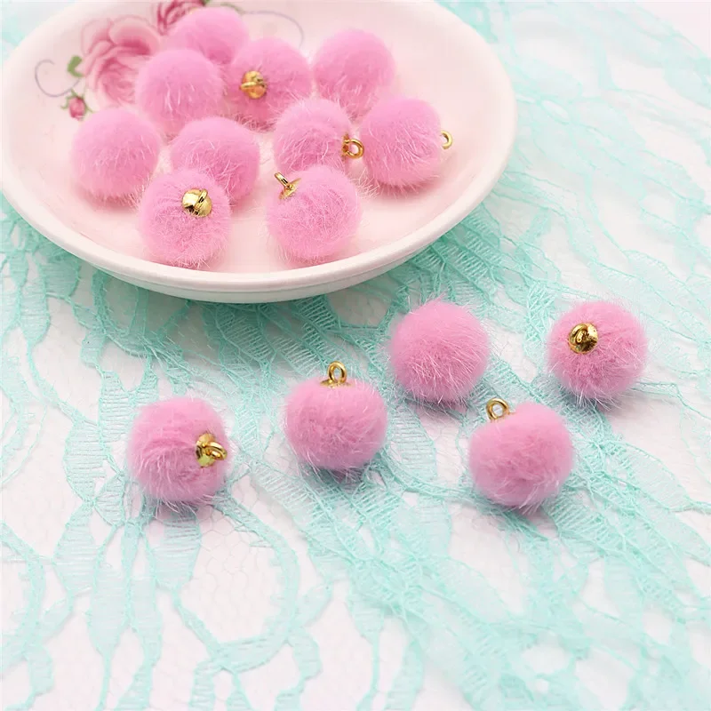 15mm Imitation Mink Fur Ball Pendant Earrings Necklace Pendant Earrings Bag Accessories Manual DIY Parts 60pcs 240pcs