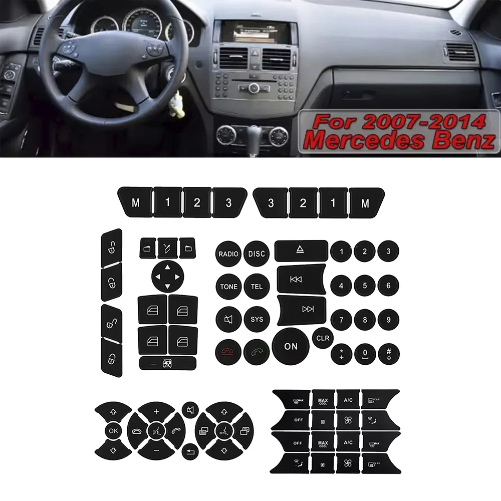 PVC Car Repair Stickers Panel A/C Radio Button Decals for Mercedes Benz W204 S204 C204 R172 W218 W212 C207 A207 R231 W176 W246