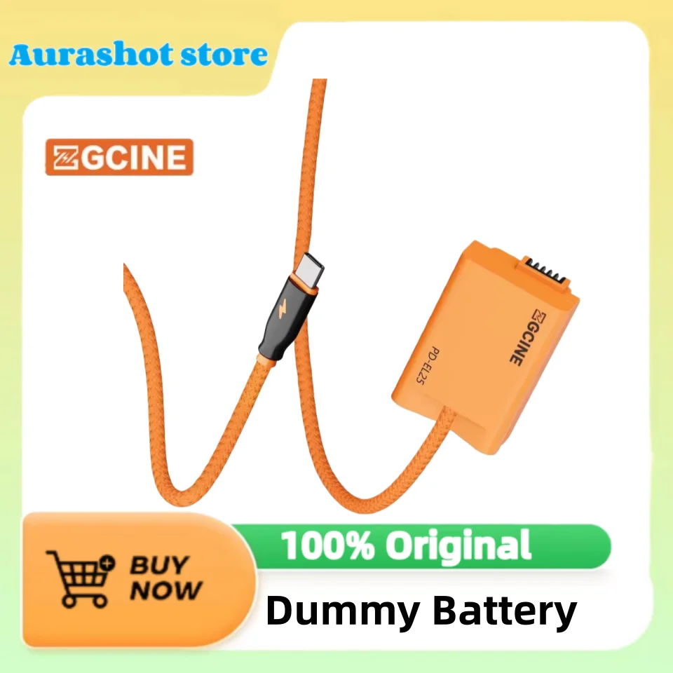 Batterie factice ZGCINE USBC avec câble d'alimentation à fil tressé pour appareils photo EN-EL25 EN-EL15 NP-W235 NP-W126 LP-E17 DMW-BLK22