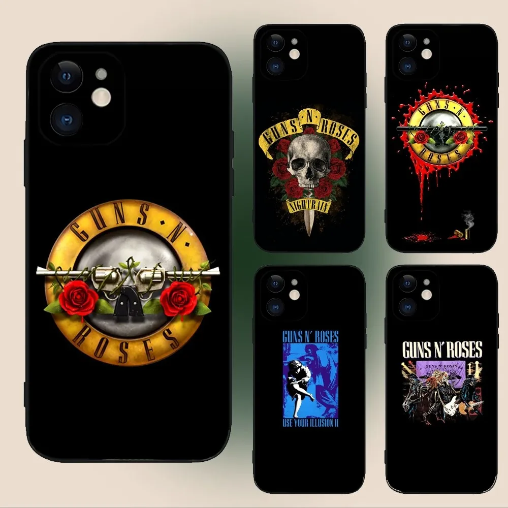 Guns N Roses Band Phone Case For iPhone 15,14,13,12,11,Plus,Pro Max,XS,X,XR,SE,Mini,8,7 Soft Silicone Black Cover
