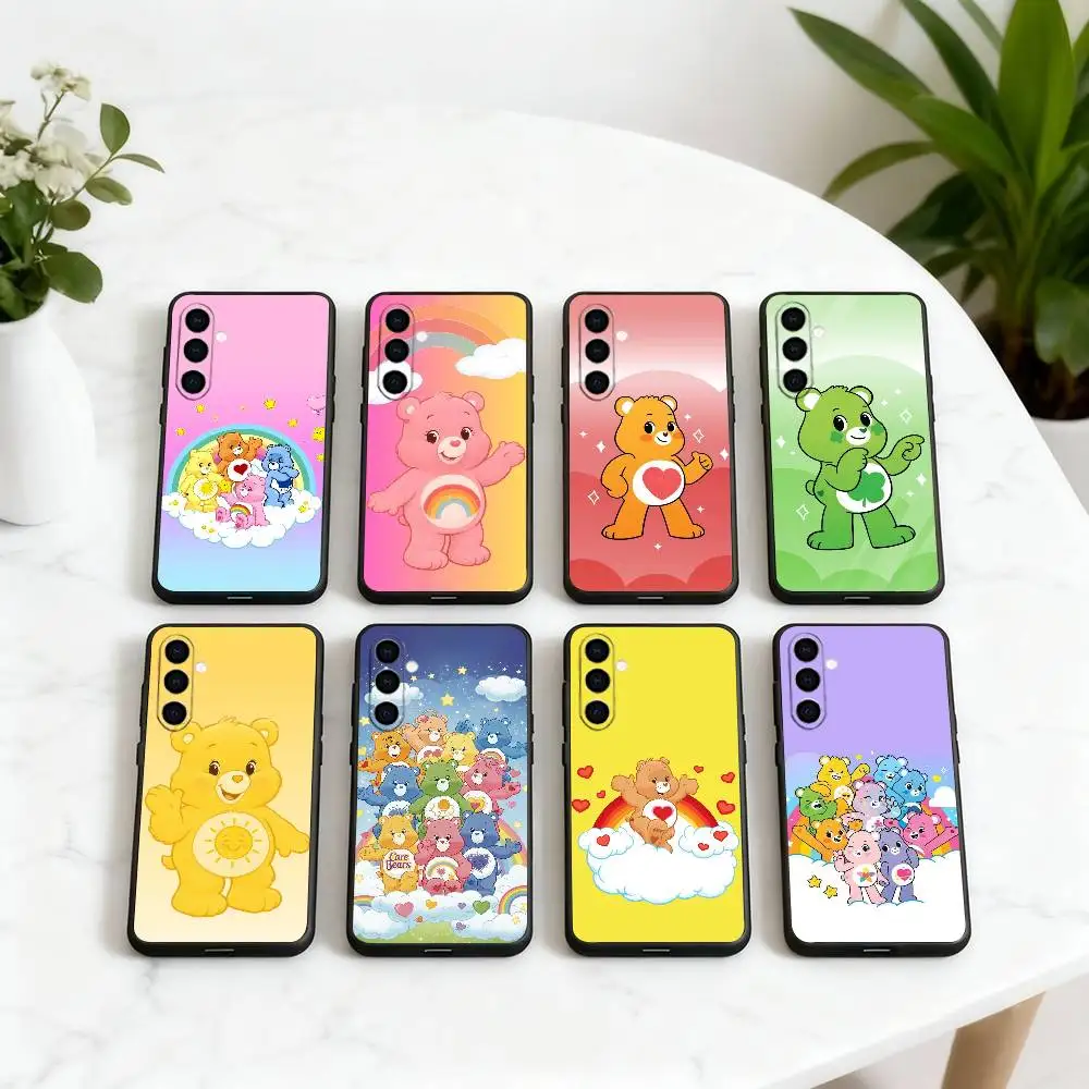 

Cartoon Cute C-Care B-Bears Phone Case For Samsung Galaxy A73,A72,A71,A70,A53,A52,A51,Others Soft Black Cover
