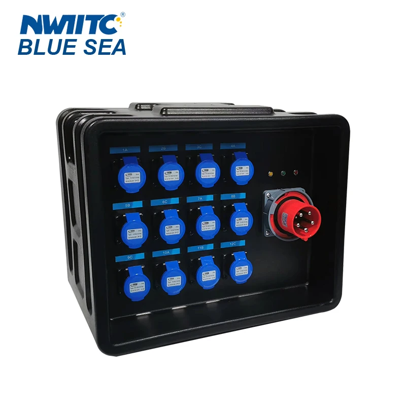 Power Distribution Box 63A 5PIN Input 12 Road 16A Output Aluminium AC 12 Road 16A Output Power Distributor
