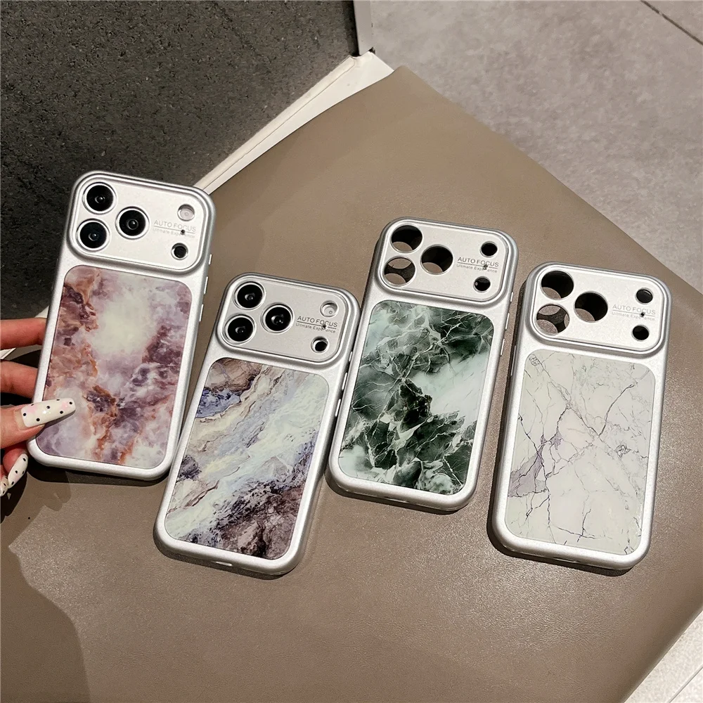 Colorful Marble Case For iPhone 11 Case iPhone 15 13 16 14 12 17 Pro Max XR 16e XS 7 8 Plus SE 2020 Matte Plating Phone Cover