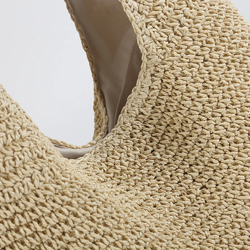 Bolso de playa tejido de paja para mujer, bolsa de hombro de lujo, a la moda, sencillo, grande, para cosméticos, 2023