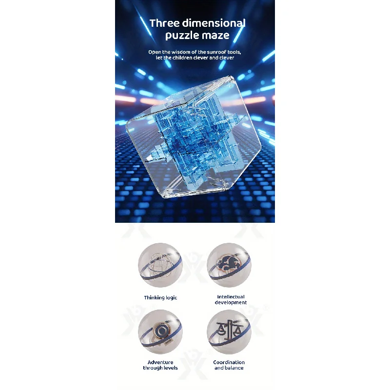 3D迷路マジックキューブおもちゃ ミニ迷路記憶ゲーム 子供 大人 減圧 透明迷路 マジカルメイズボールゲームおもちゃ