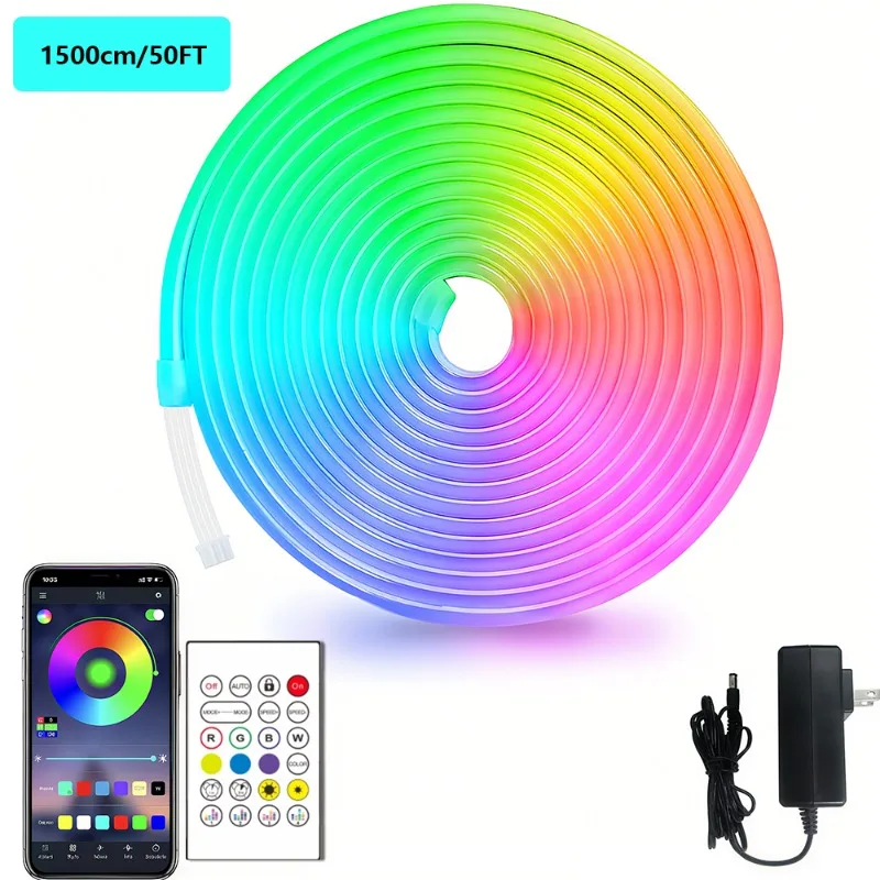 

Neon Rope Lights with Remote APP Control Music Syncing IP65 Waterproof Flexible Neon Strip Lights Bedroom Party Outdoors Decor