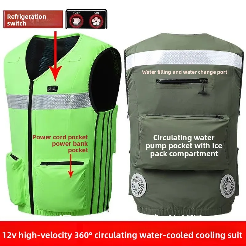 Water-cooled Air Conditioner Suit Vest Cooling Protective Vest Water Circulation Cooling Fan Shirt Heat-resistant Workwear