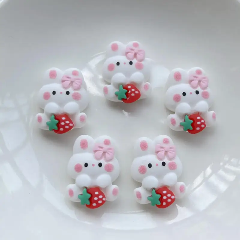 10 pieces of new mini cute white rabbit flat back resin clip DIY jewelry craft decorative accessories