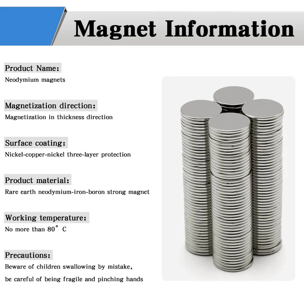 High Density Magnetic Alloy Neodymium Magnet Mini Disc 10x1mm Extra Strong Smooth Edge for Model Building Tool Fixing