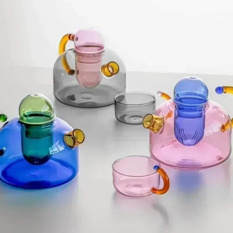 Heat-Resistant Glass Teapot with Handle Chinese Funny Tea Ceremony Cup Borosilicate Glass Kettle Kitchen Accessories Gift