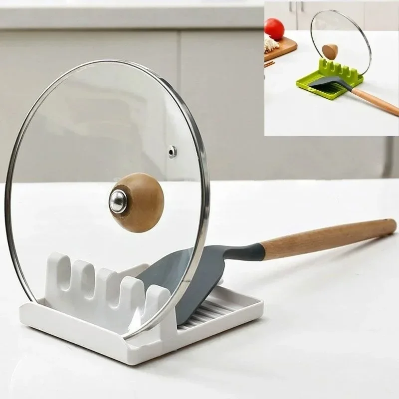 Pan Lid Holder Supports Spoons Pot Cover Rests Spatula Stand For Kitchen Convenience Utensils Tools Accessories Cooker Organizer