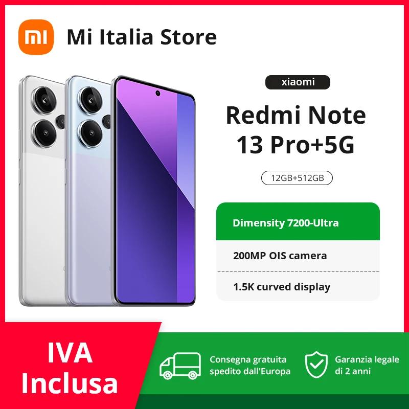 Xiaomi Redmi Note 13 Pro + Plus 5G Smartphone NFC 12GB + 512GB 200MP OIS Triple caméra 120Hz AMOLED 120W Charge Version mondiale Xiaomi Redmi Note 13 Pro + Plus 5G Smartphone NFC 12GB + 512GB 200MP OIS Triple caméra 120Hz AMOLED 120W Charge Version mondiale