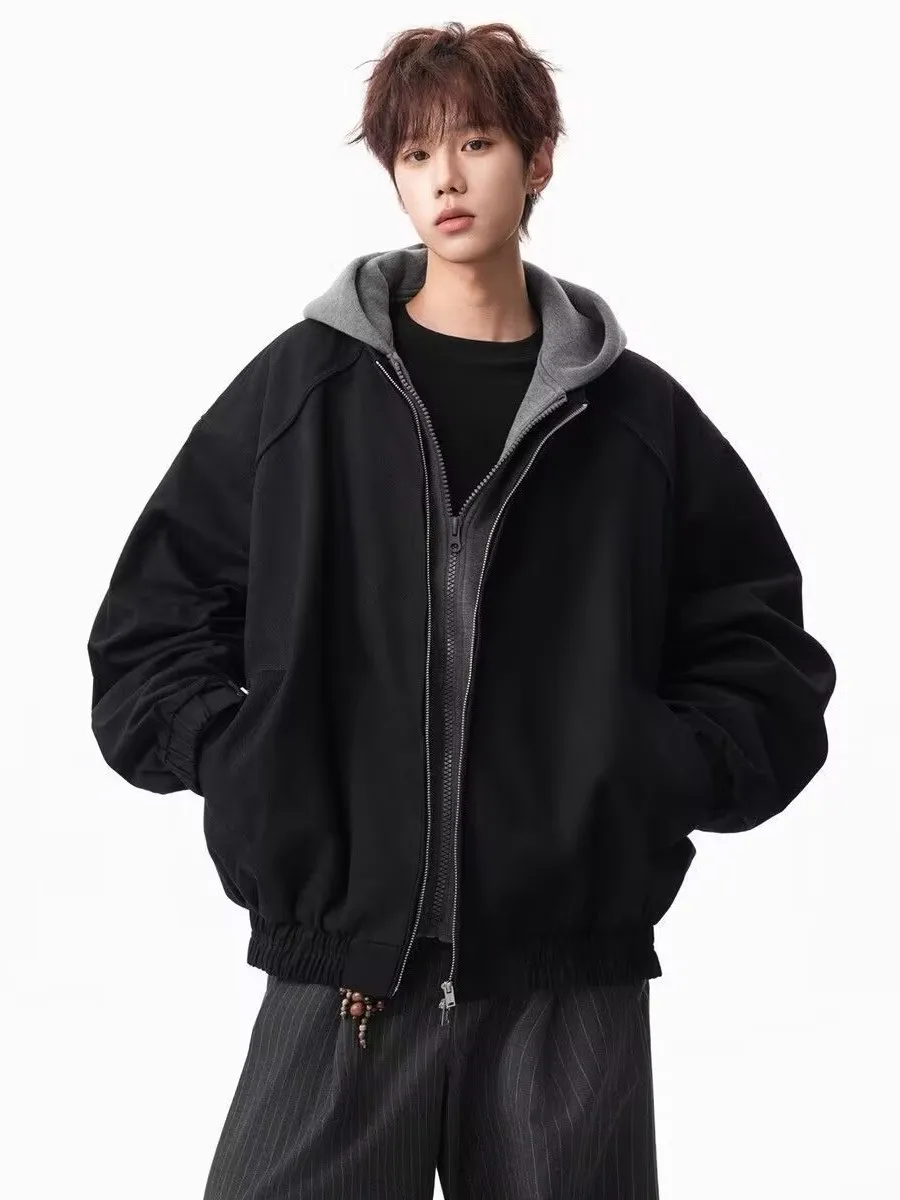 

Heavyweight Hooded Jaet Men's Spring Autumn Trendy Streetwear Couple's Baseball Sle Casual Polyester Fiber Long Sve Zi...