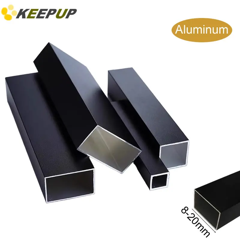 Black aluminum square tube pipe profile 8x15 10x20 15x20 20x40 20x60mm Corrosion Resistant Lightweight for Door window frames
