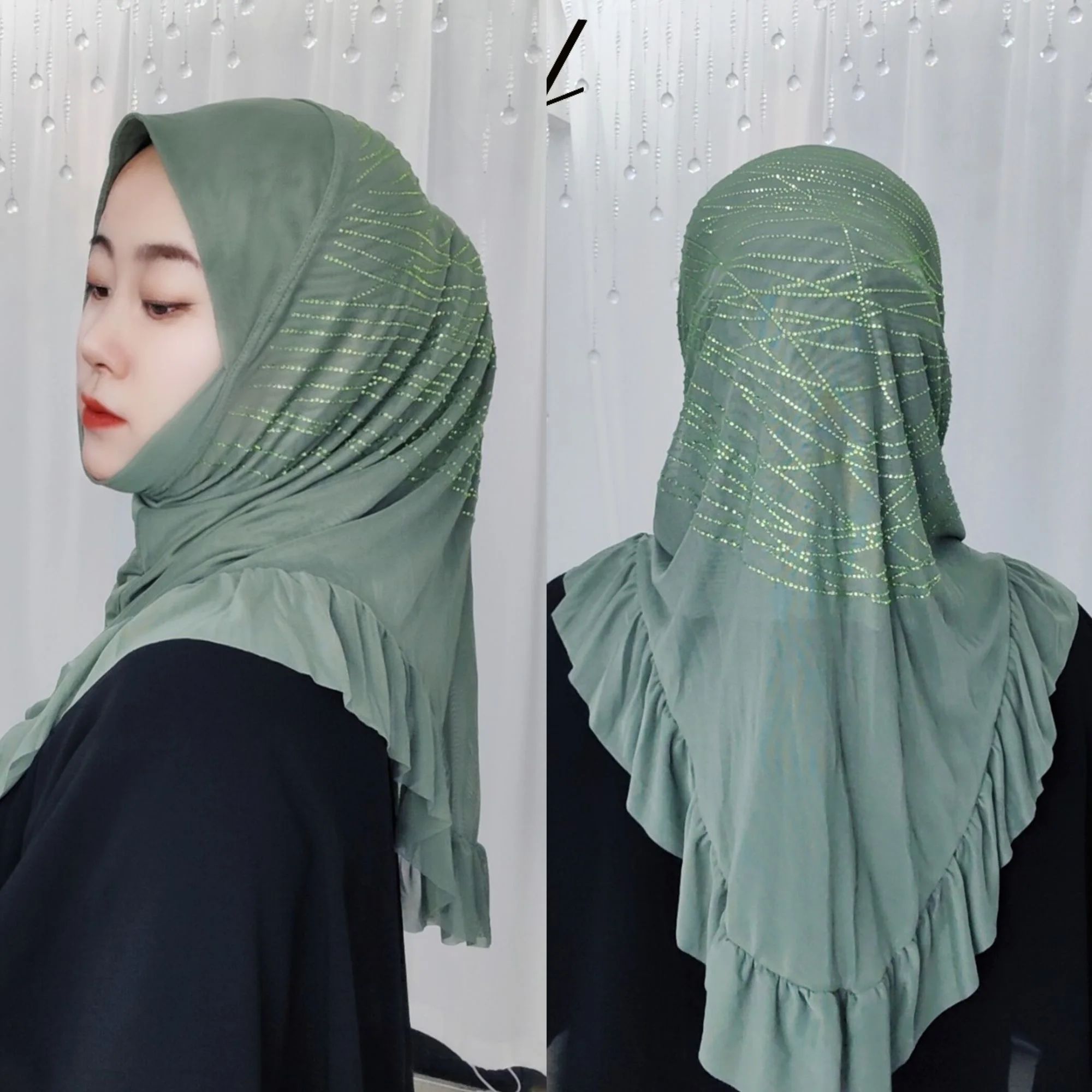 

Мягкие шарфы с рюшами, мусульманские дамы, готовые хиджабы, шали