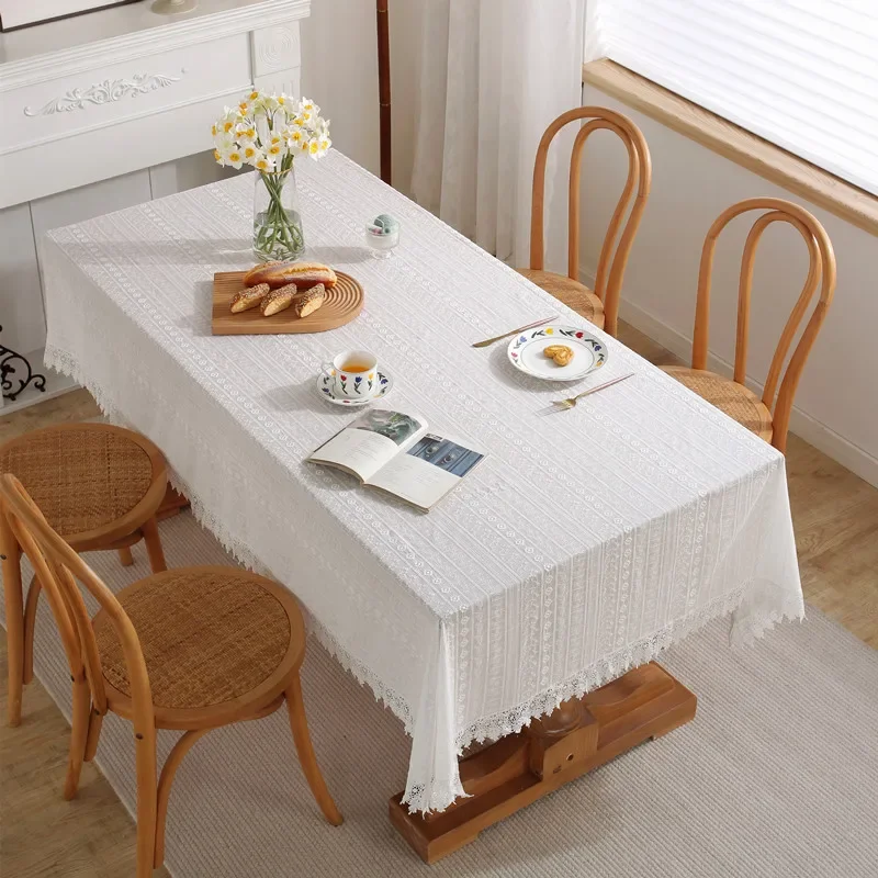 Tablecloth White Famous Ethnic Style Lace All Cotton Hollowed Out Tea Table Tablecloth Dining Wedding Decoration