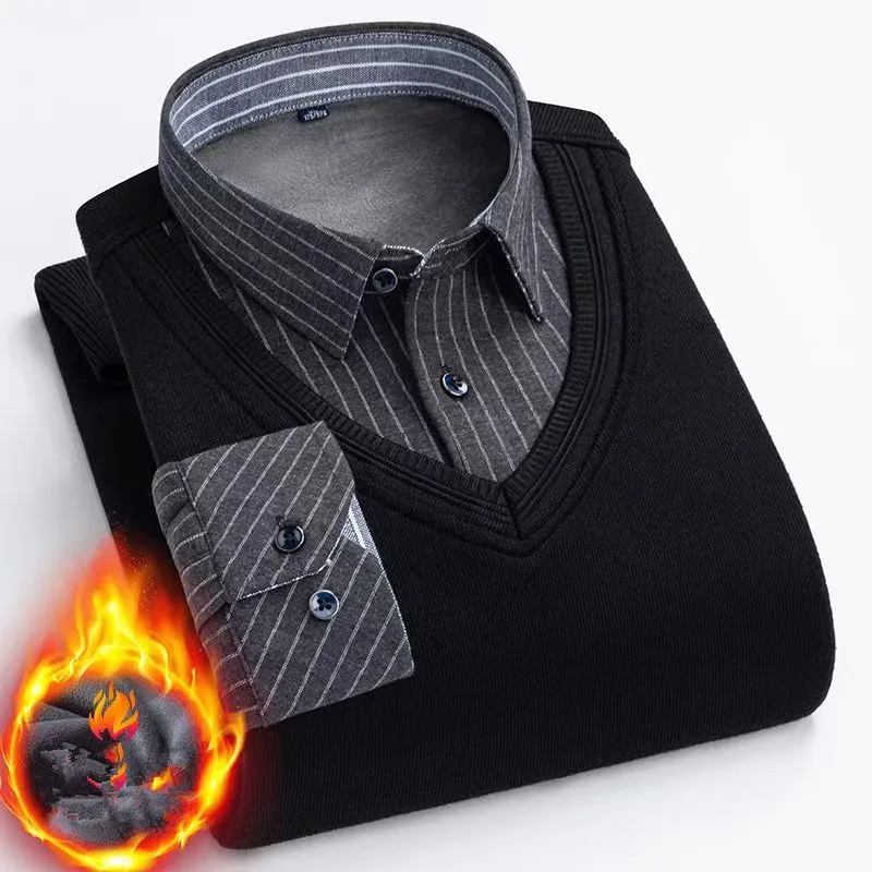 Men's fashionable business-style sweater with added insulation warmth suitable autumn winter casual wear with pullover design