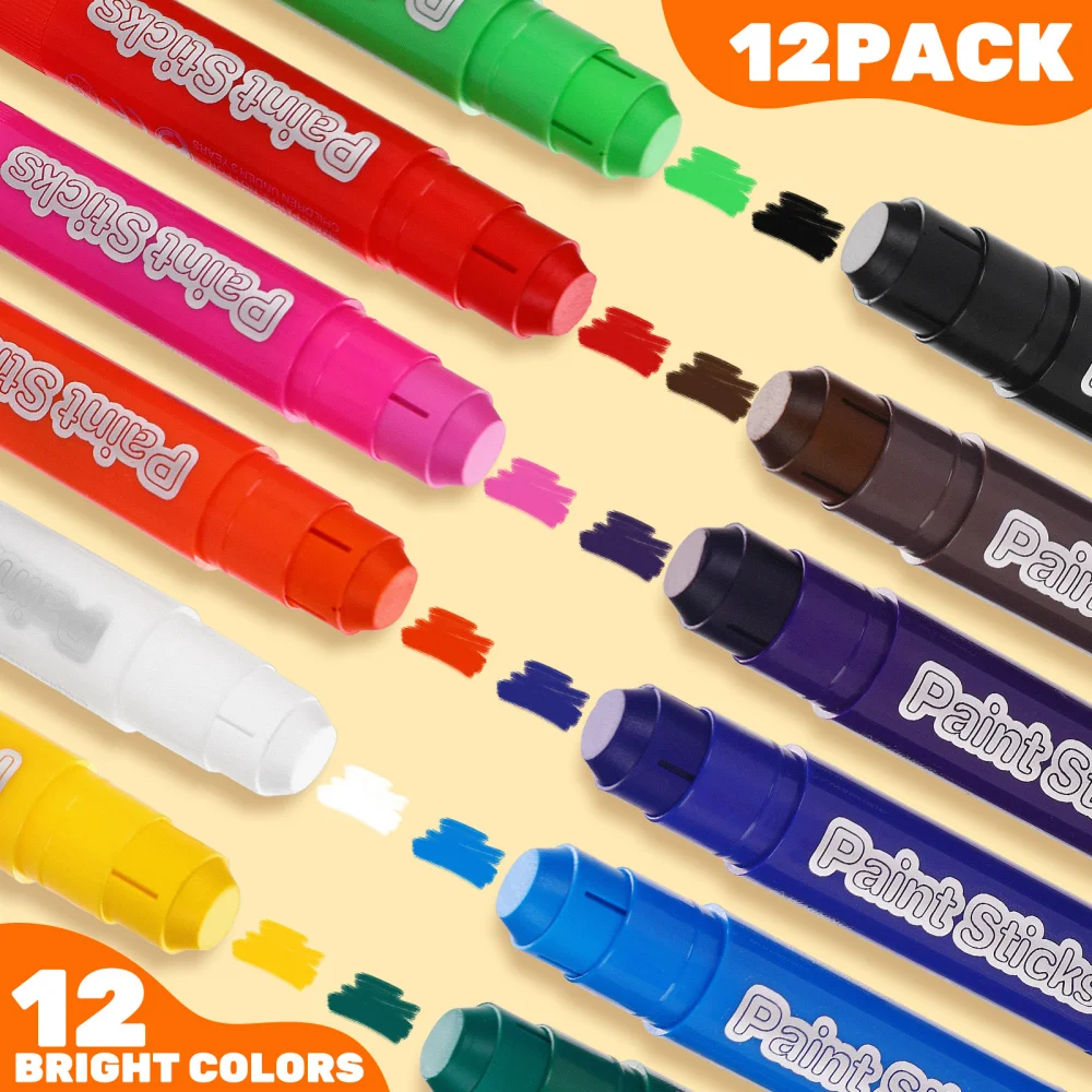 12 Color Wax Crayon Set Quick Drying Crayons Soft Solid Oil Painting Stick for Kids DIY Drawing Graffiti Creativity Art Supplies