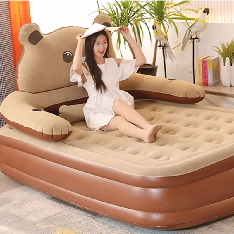 Inflatable Bed Single 1 2m Double 1 5m Air Mattress with Pump Portable Compact Foldable Nap Bed for Outdoor Camping Office Rest