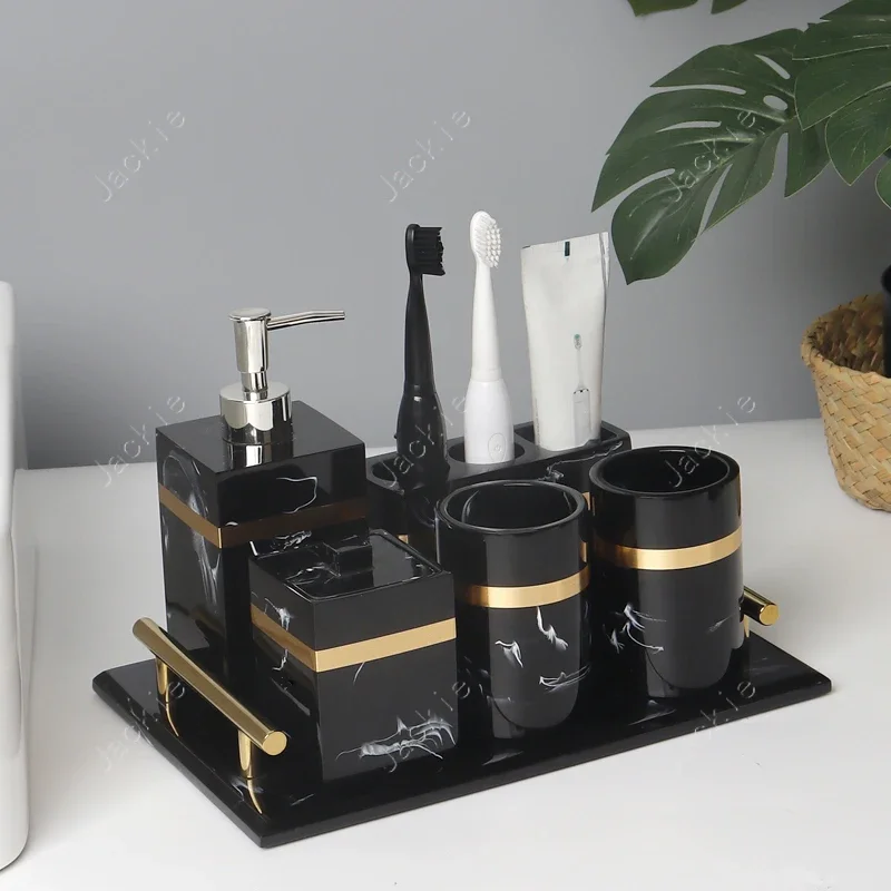 Nordic Resin material Hotel Bathroom Accessories Restroom Toiletries Shampoo Bottle Soap Box Storage Tray Decorative Home Decore