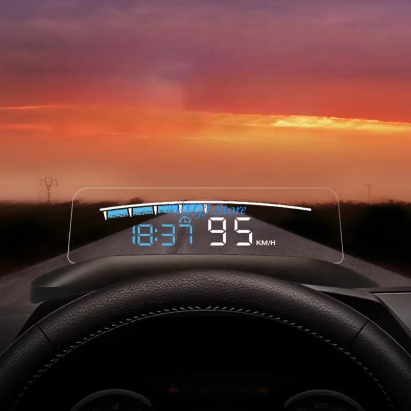 37JE Universal Car HUD Display High Resolution No Ghosting Real Time Speed RPM Data
