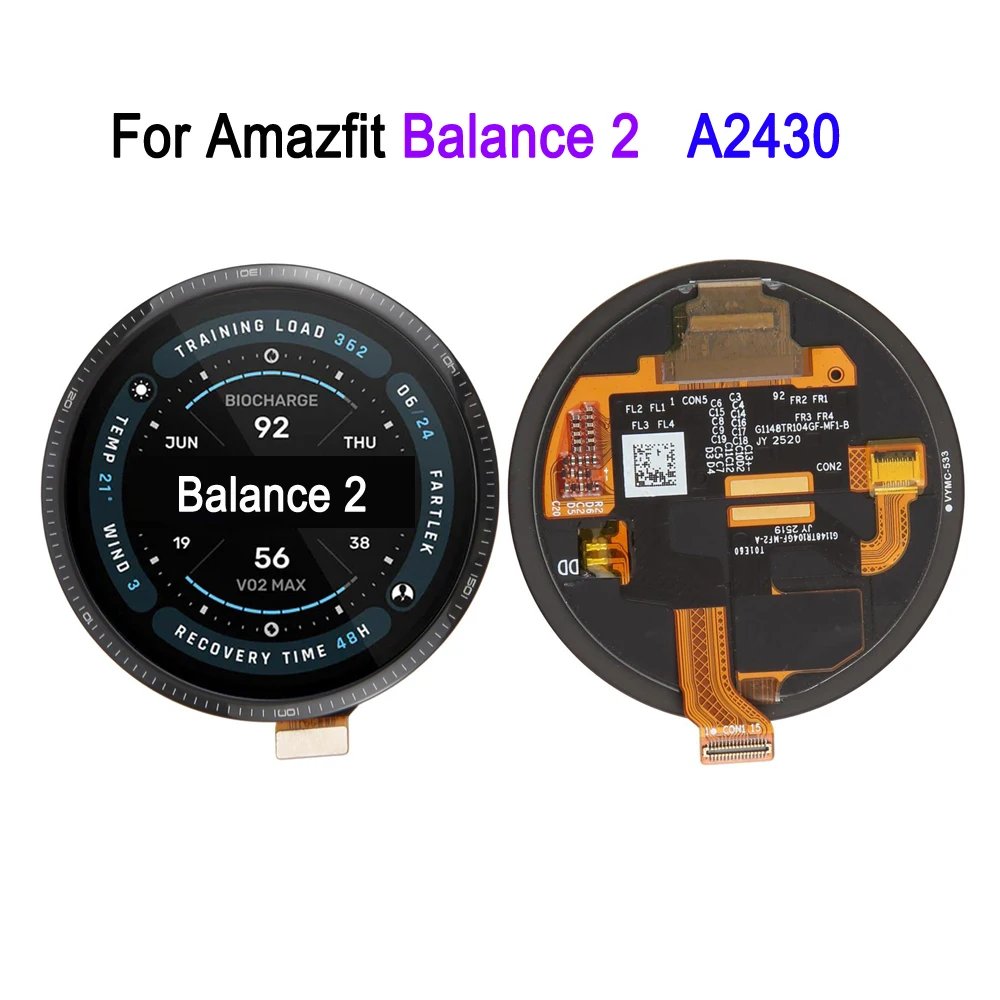 

AMOLED LCD-экран из сапфирового стекла 2-го поколения для Amazfit Balance 2, A2430, сенсорный дисплей для часов, запасная часть для ремонта и замены