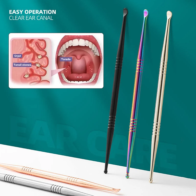 스테인리스 스틸 구강 청소 케어 도구, 편도선 돌 제거, 귀 왁스 제거 도구, 건강 관리, 1 개
