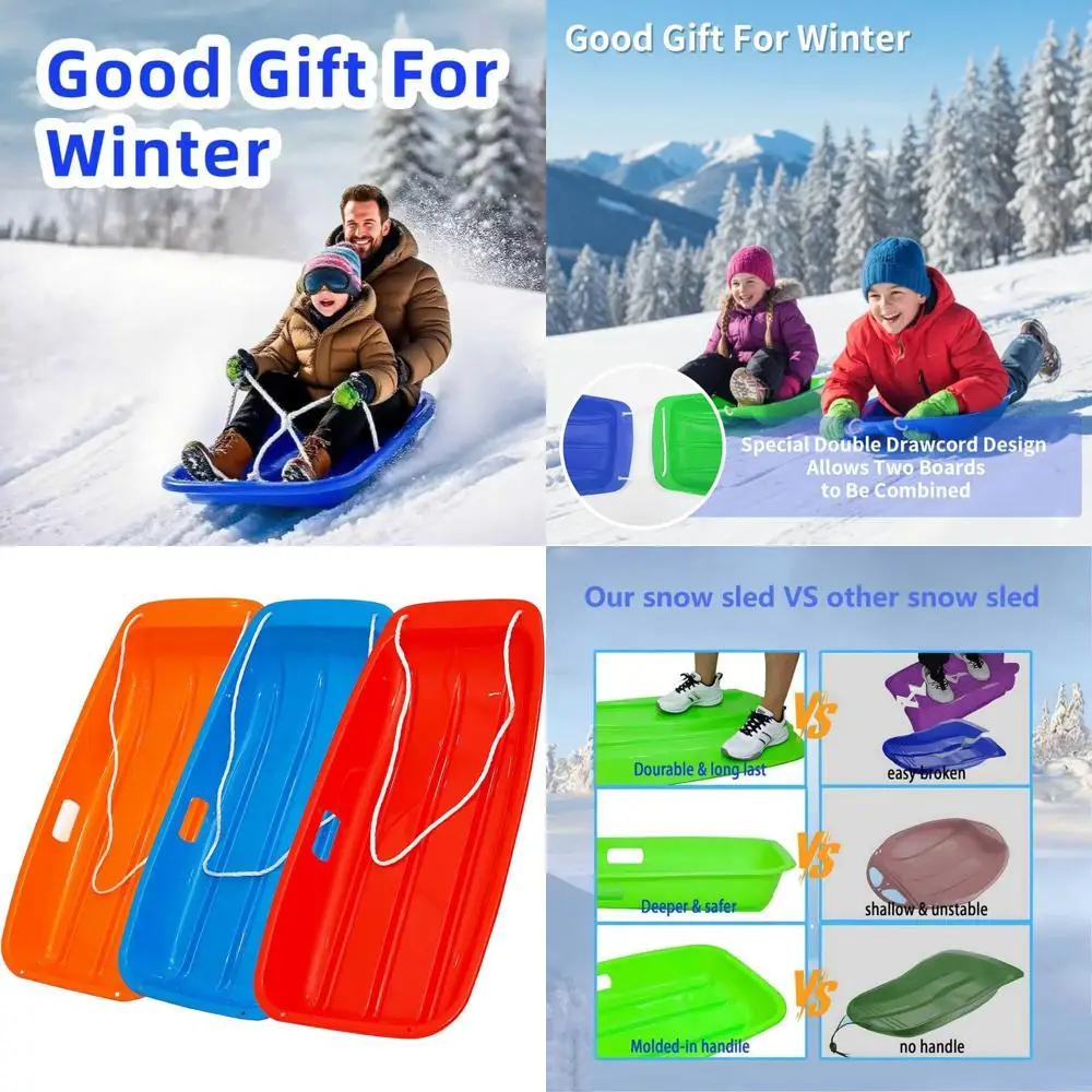 

Durable Winter Sled for Kids and Adults with Strong Handles and Towing Ropes, Ideal for 1-2 Person Outdoor Sledding Adventures
