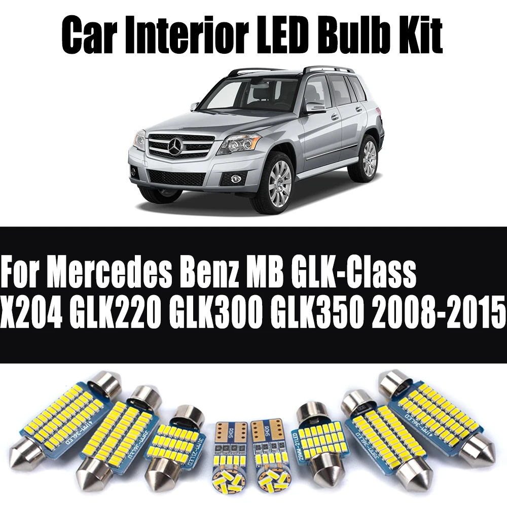 

18 шт. Canbus для Mercedes Benz MB GLK-Class X204 GLK220 GLK300 GLK350 2008-2015, автомобильные аксессуары, светодиодный комплект внутренней лампы для чтения
