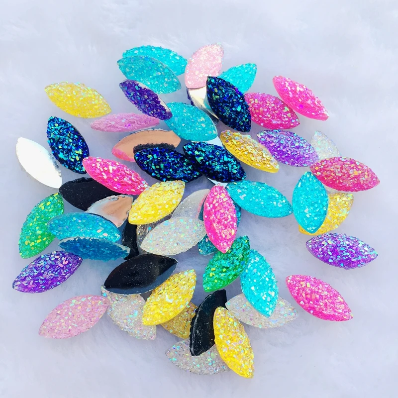 DIY80pcs  AB Resin Rhinestone shiny crystal horse eye flat back scrapbook diy wedding decorating party resin strass