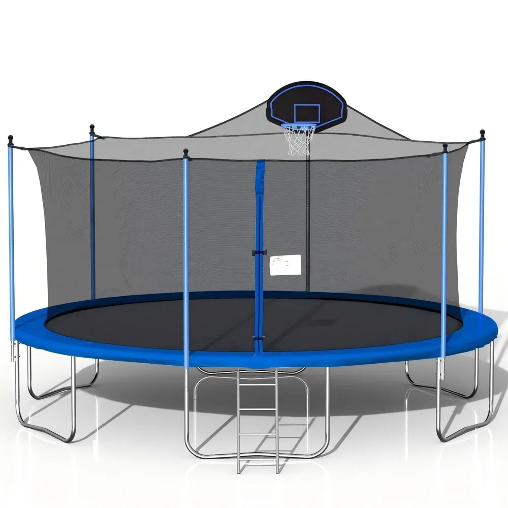 1500 LBS 16FT Outdoor-Trampolin mit Sicherheitsnetz, Robustes Garten-Trampolin für Kinder, Anpassbar