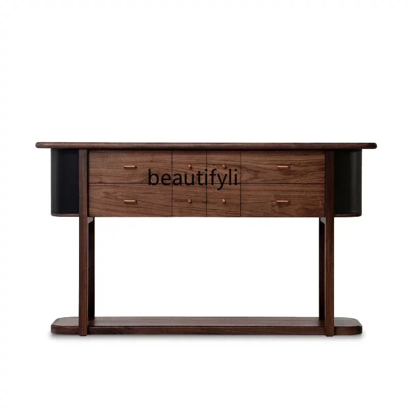 

S Italian light luxury high-end decorative ensuite platform walnut color home partition cabinet new Chinese storage chest cabine