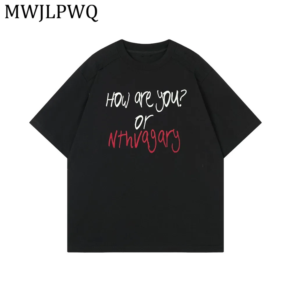 

Мужская хлопковая футболка оверсайз с буквенным принтом в уличном стиле, летняя коллекция 2026, трендовая модель 14782