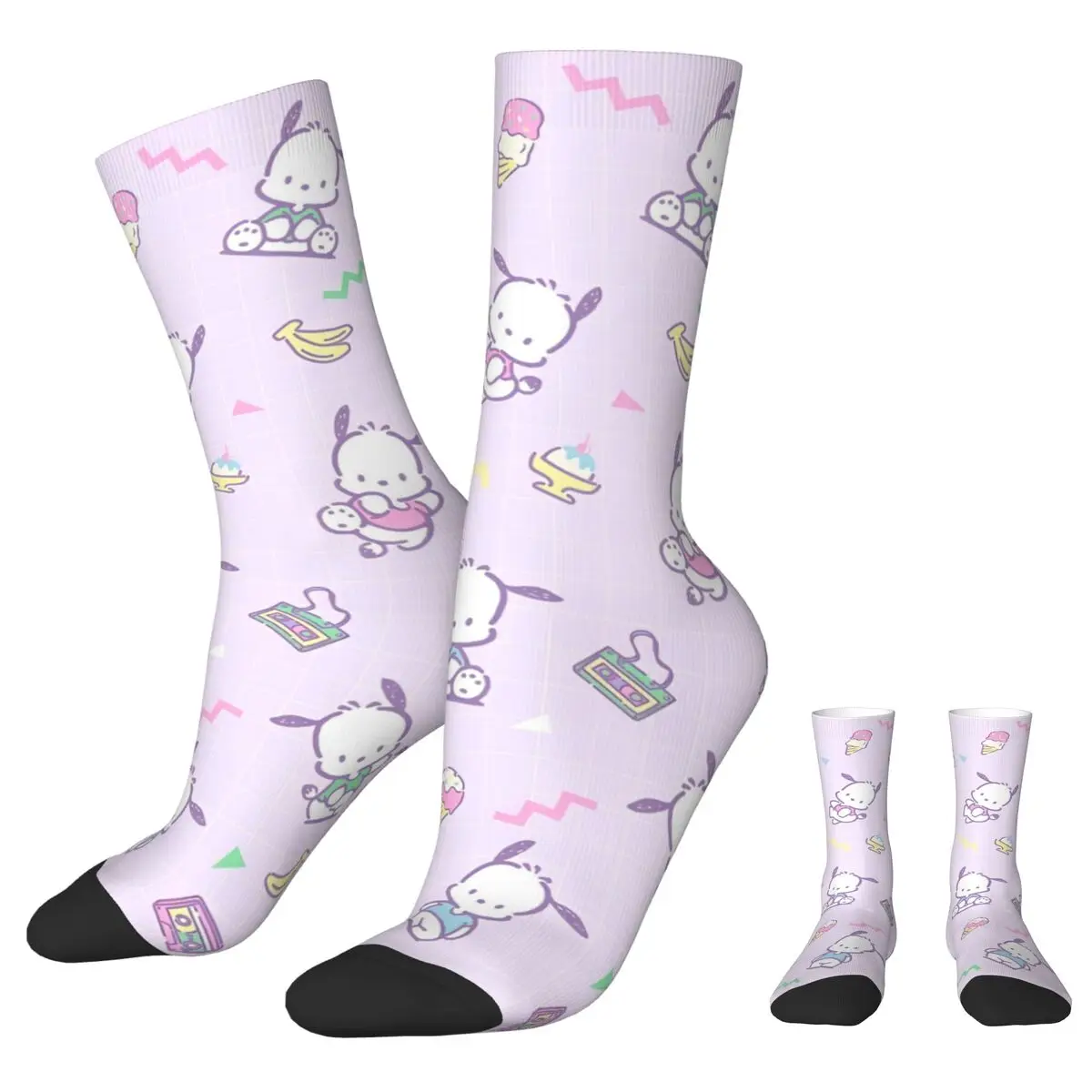 Pochacco Cartoon Cute Autumn Winter Fashion Women MenSocks Japanese Anime Kawaii Sweat Absorbing Basketball Socks