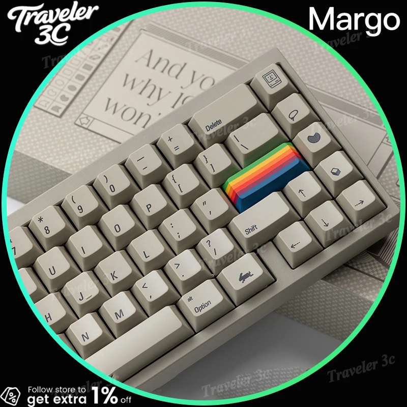 

NEW KBDfans Margo65 Mechanical Keyboard Wired Keyboard PBTfans 1984 Retro Keycaps CNC Aluminum Shell Support QMK VIA Hot Swap