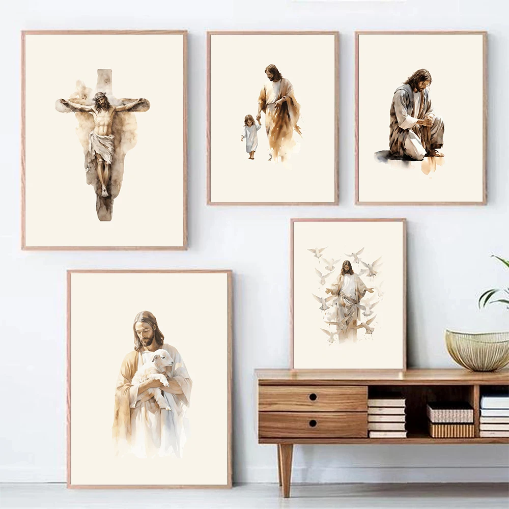 Винтажные постеры с католицизмом, христианские принты с Иисусом, холст, картина, христианство, настенные художественные фотографии, домашняя гостиная, декор в стиле бохо