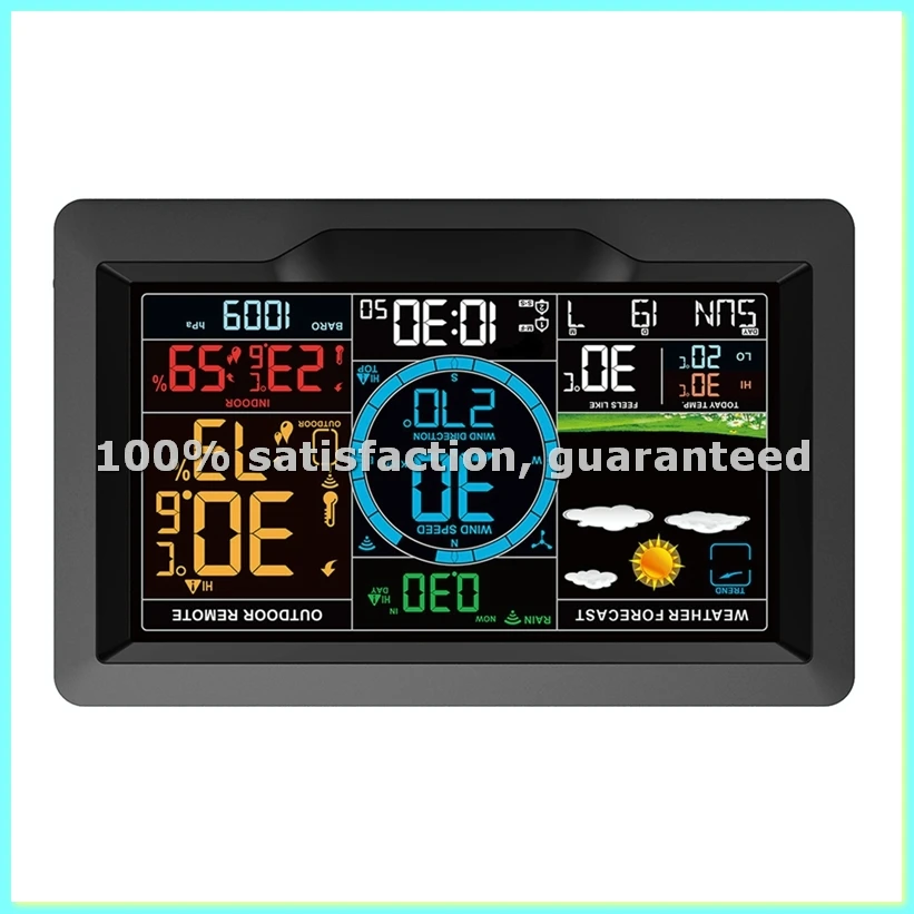 WiFi Weather Station Color Display Digital Thermometer Humidity Wind Speed Rainfall Air Forecast Weather Forecast Clock-ABFT