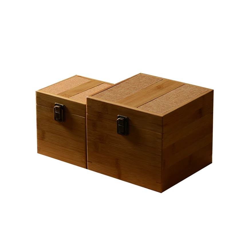 

Vintage Linen Top Snap Bamboo Storage Box, Creative Gift Box, Makeup Organizer, Minimalistic